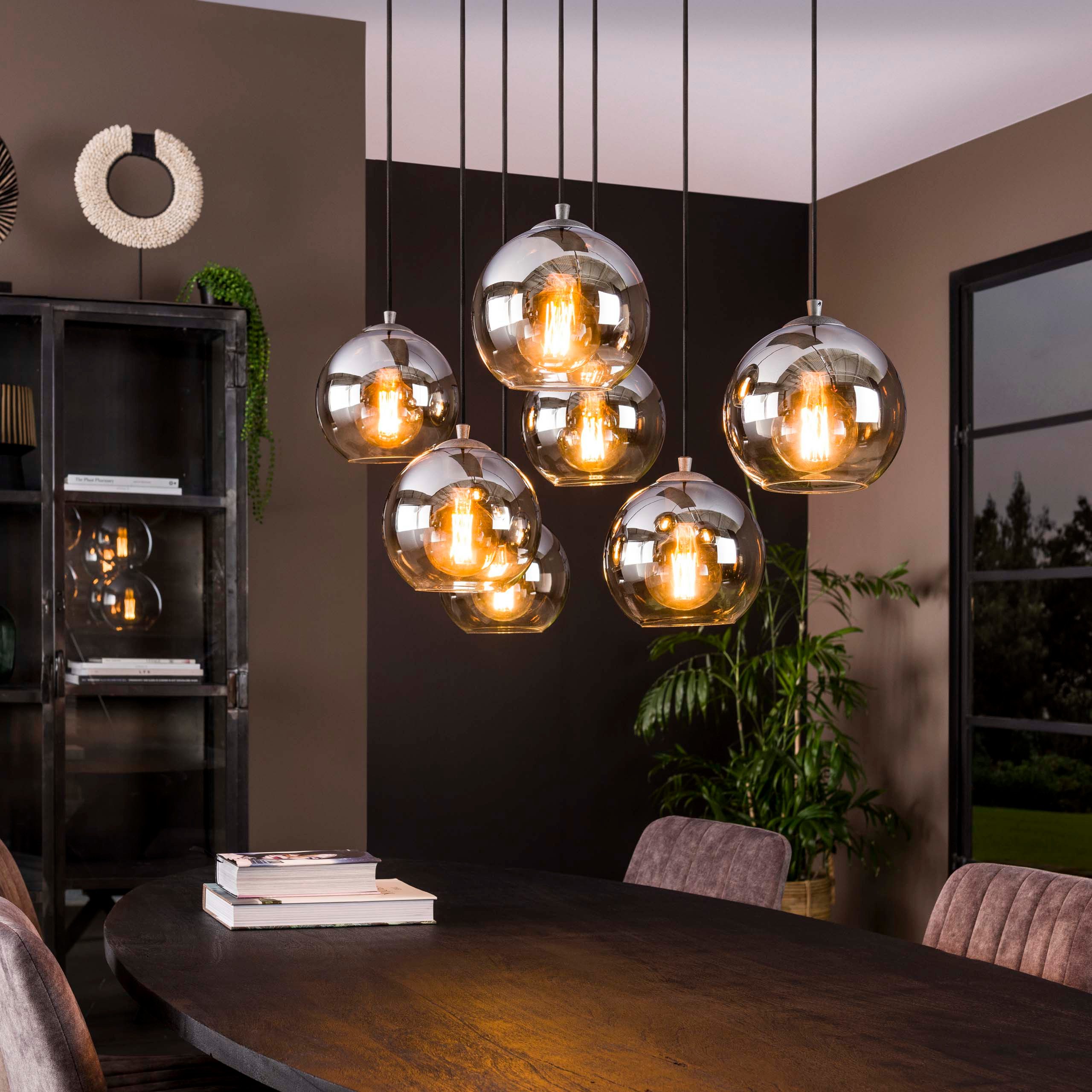 Sitheim® Pendelleuchte Pendelleuchte BUBBLE SHADED 4+3F – 7-flammig aus Rauchglas, Höhenverstellbar, LED wechselbar, 7-flammig, Rauchglas mit Farbverlauf, individuell staffelbar