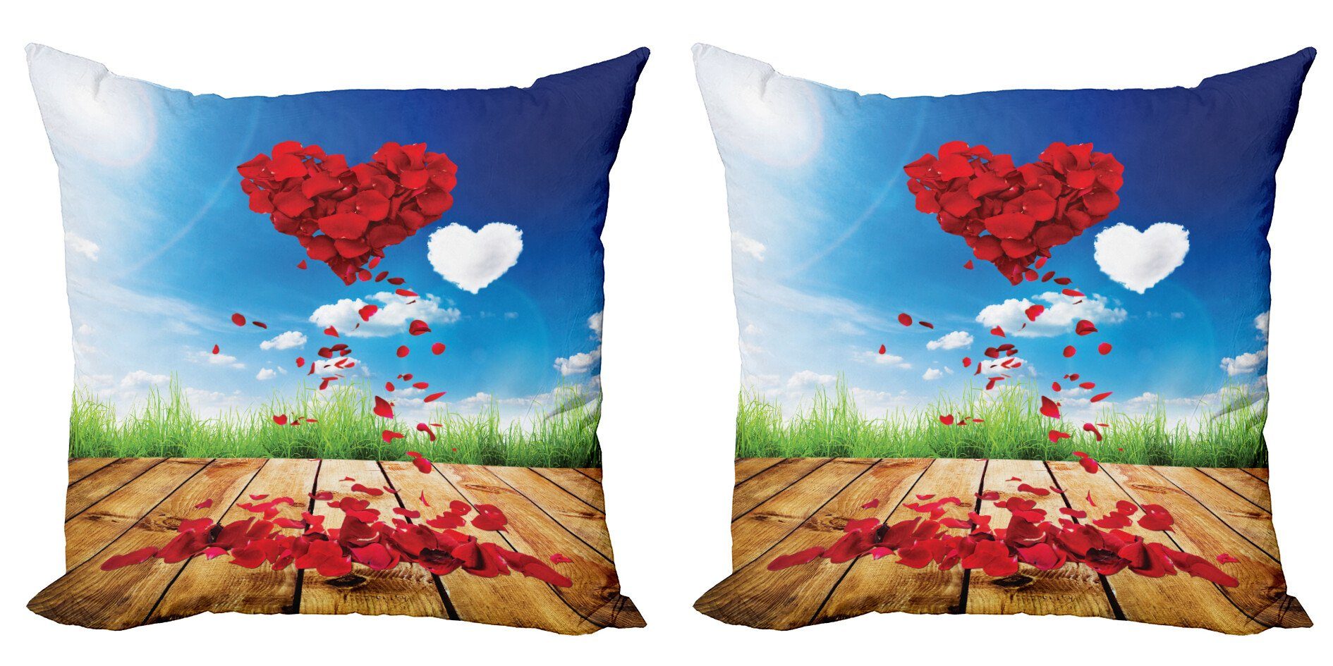 Herz Valentinstag Blätter Modern Accent Rose Stück), Kissenbezüge Doppelseitiger Digitaldruck, (2 Abakuhaus