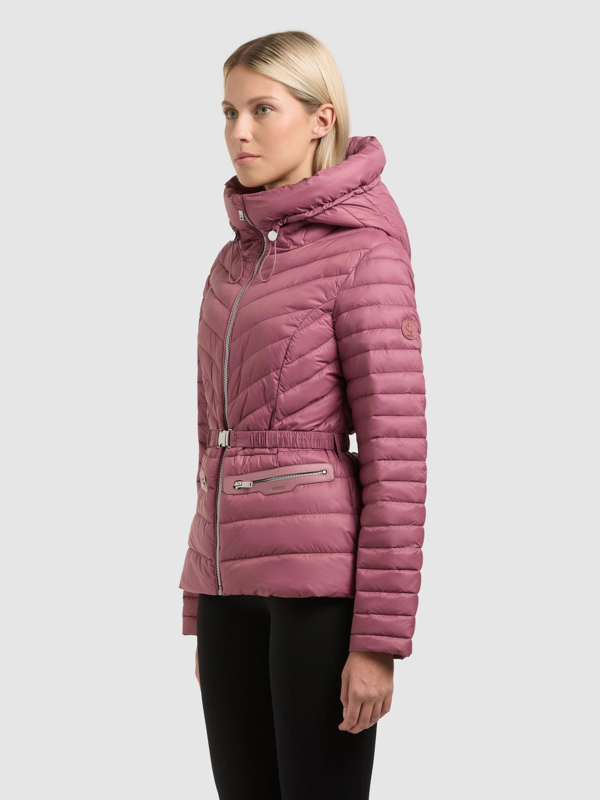 khujo Outdoorjacke Lorella Übergangsjacke mit Kapuze und Taillengürtel