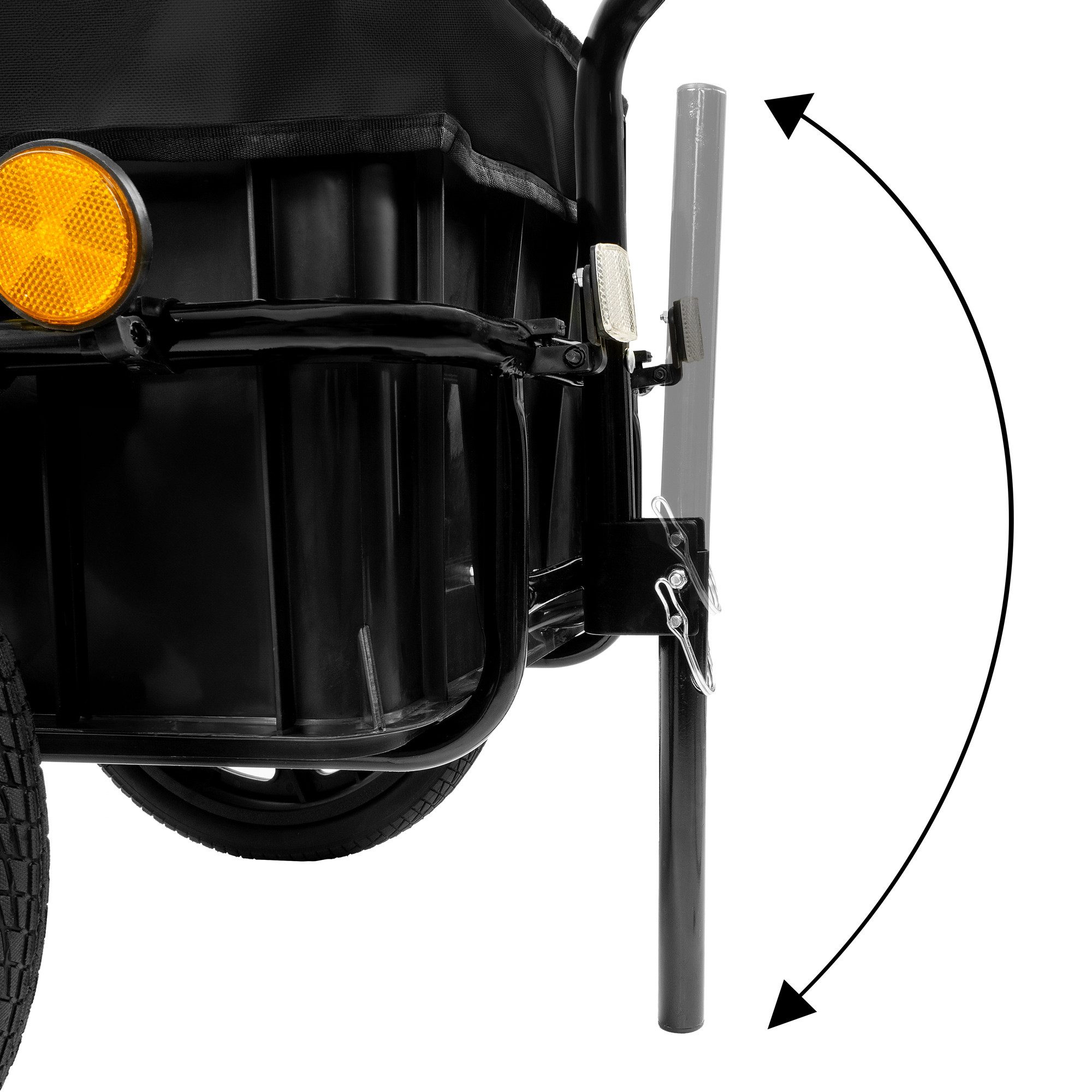 Zelsius bicycle cargo trailer with cover, black, transport cart, cargo trailer, reflective logo on the hood