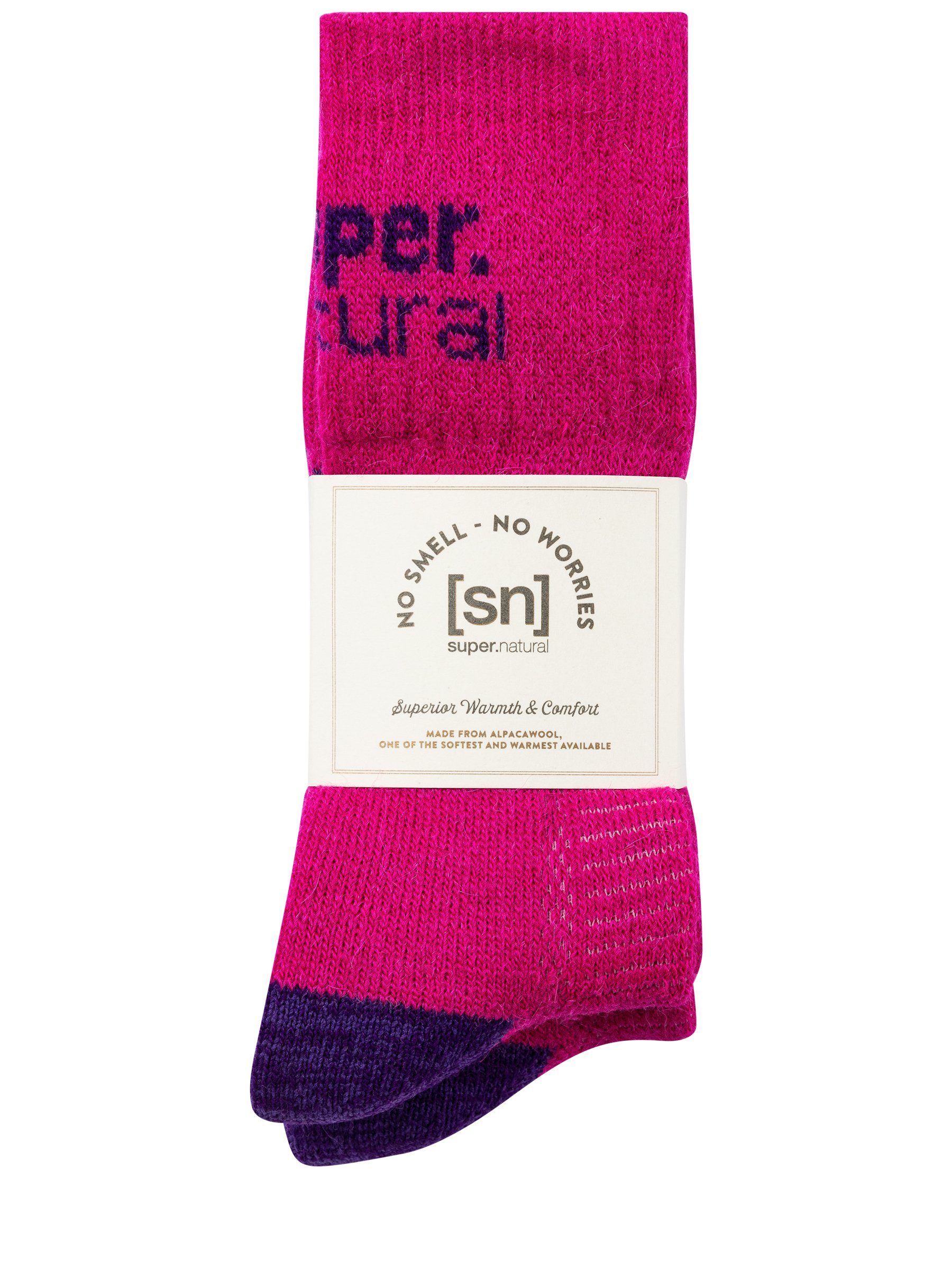 Socken Alpaka No COSY SOCKS smell-no SUPER.NATURAL SN Alpaka-Materialmix Fuchsia/Lilac Sportsocken worries, (2-Paar)