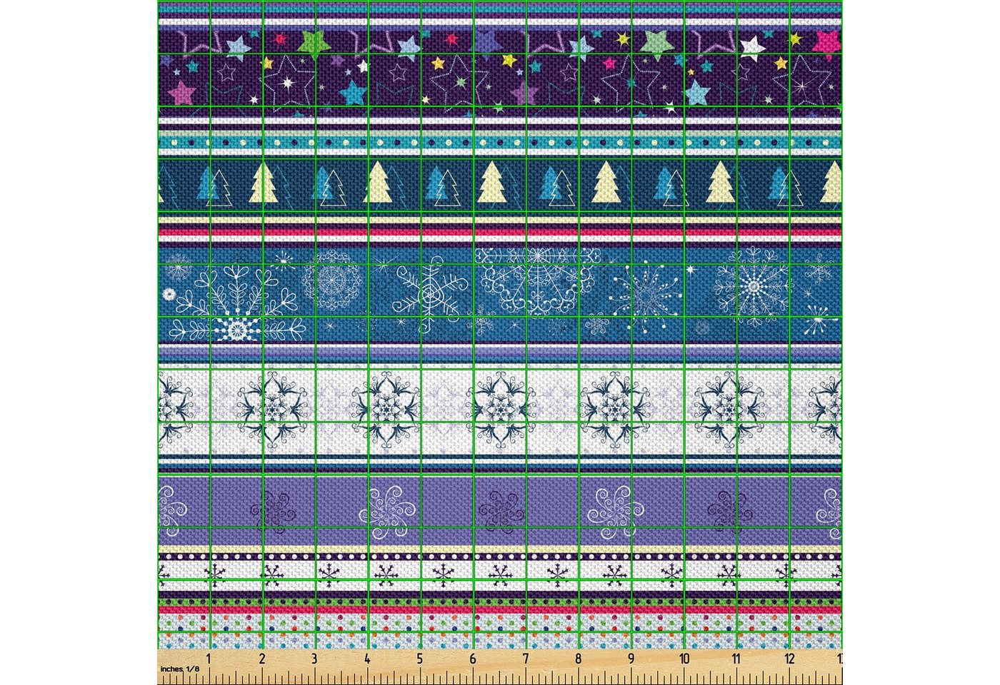 Thumbnail - Abakuhaus Stoff Zum Nähen Toller Stoff für Heimtextilien aller art, Gestreift Dots und snoflakes