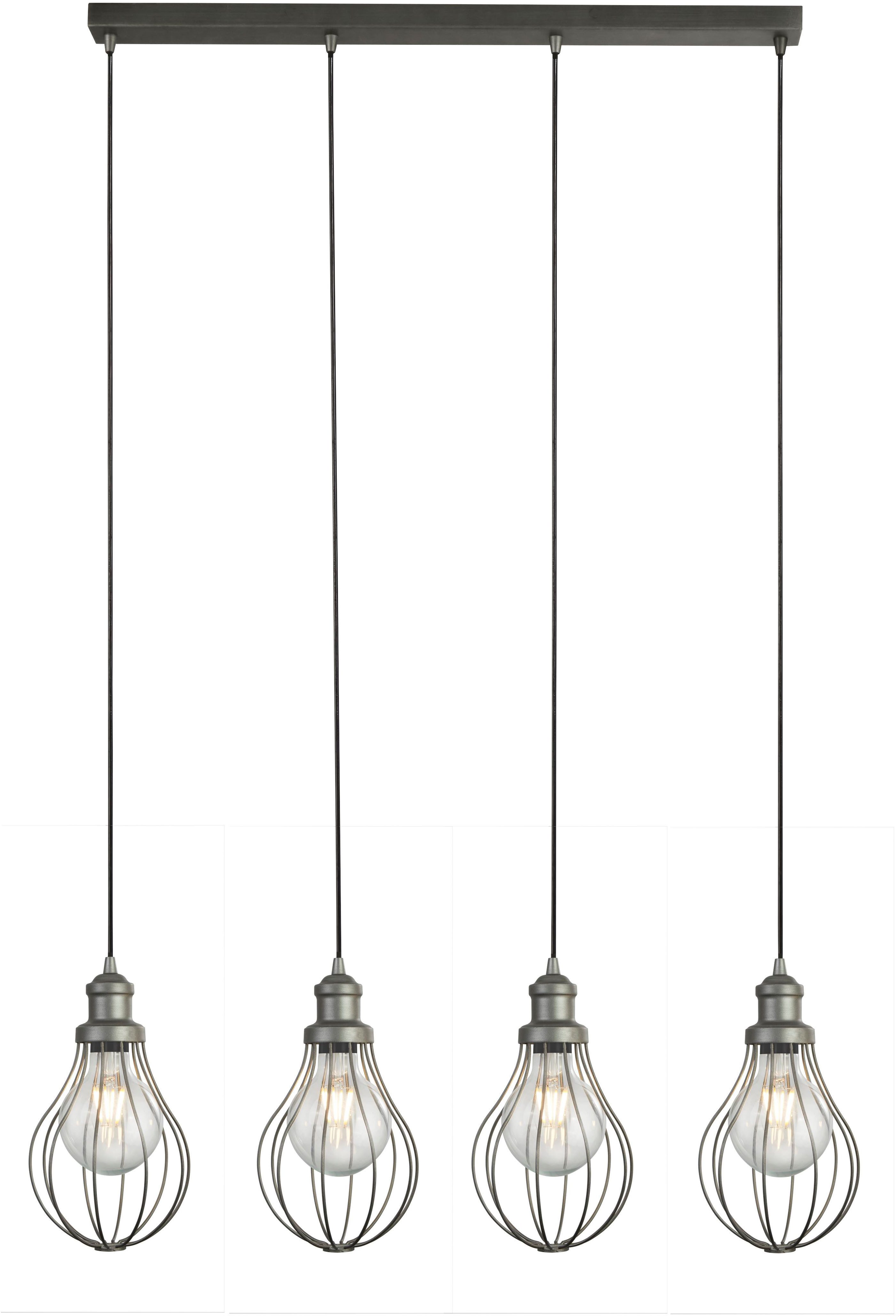 Searchlight Hängeleuchte Balloon 4Lt Bar Pendant - Pewter Metal, Leuchtmittel wechselbar