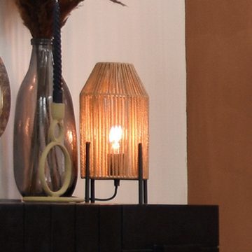 famlights Tischleuchte, Tischleuchte Hjördis in Braun aus Jute E27, keine Angabe, Leuchtmittel enthalten: Nein, warmweiss, Tischleuchte, Nachttischlampe, Tischlampe
