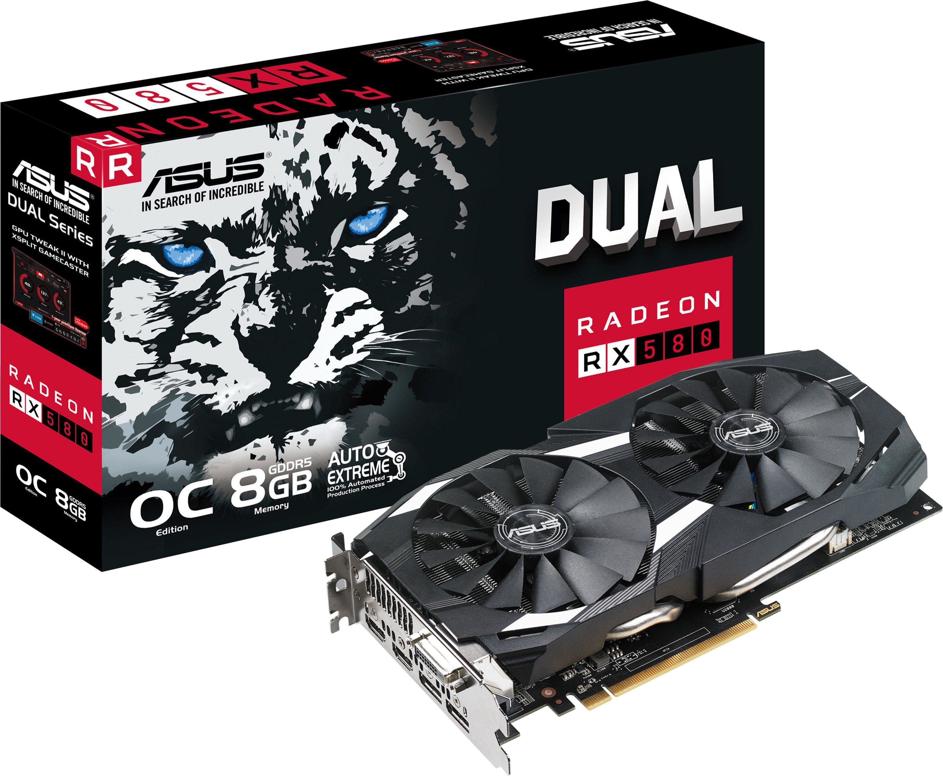 Asus DUAL RX 580 O8G Grafikkarte (8 GB, GDDR5), Gaming-Grafikkarte