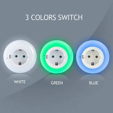 Brandson LED Nachtlicht, Nachtlampe mit Zwischenstecker & auswählbaren Farben - Weiß/Grün/Blau