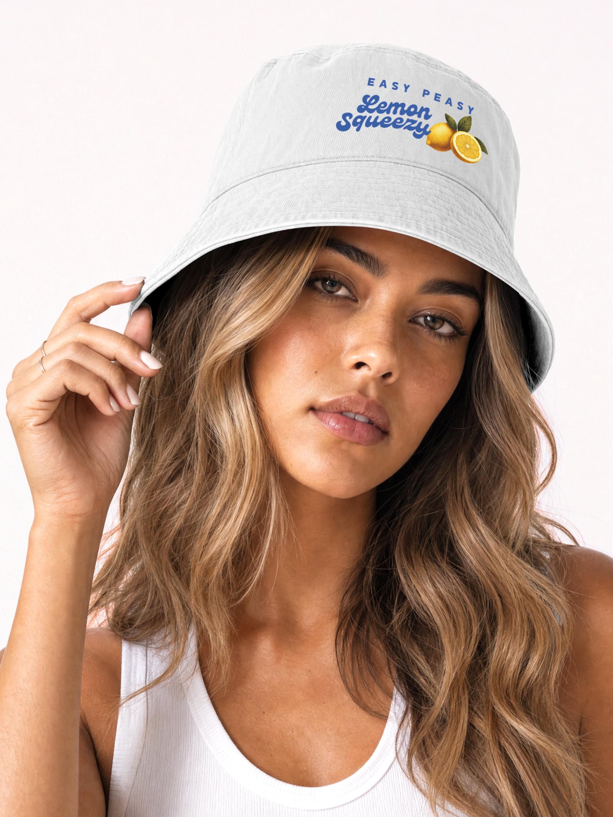 Neverless Fischerhut Anglerhut mit Print Easy Peasy Lemon Squeezy – Bucket Hat Herren