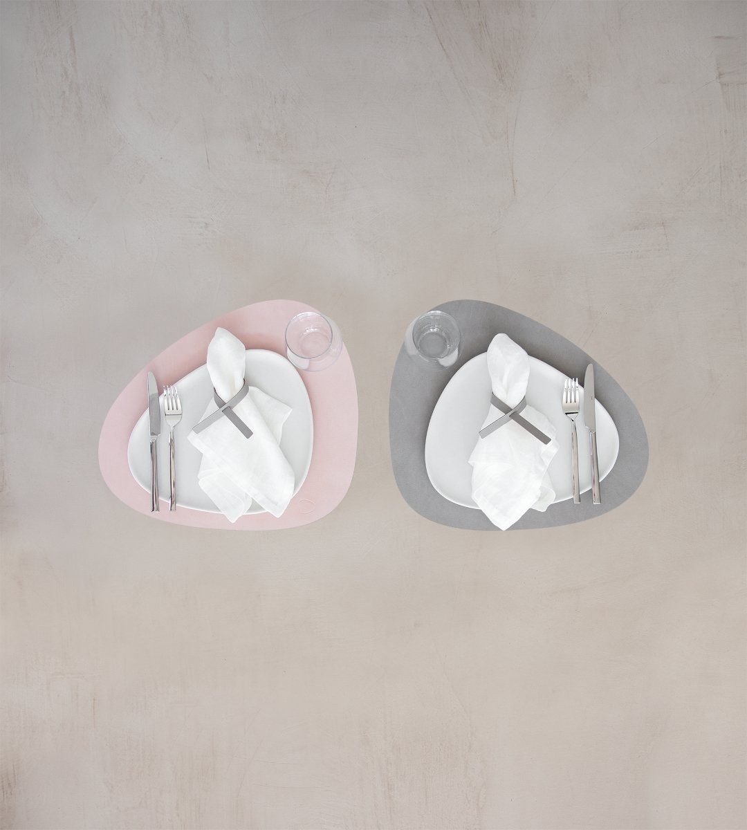 LIND DNA Platzset DOUBLE NUPO Tischset Curve rose/light grey 37x44cm, Table Mat Curve L Double Nupo Rose/Light Grey