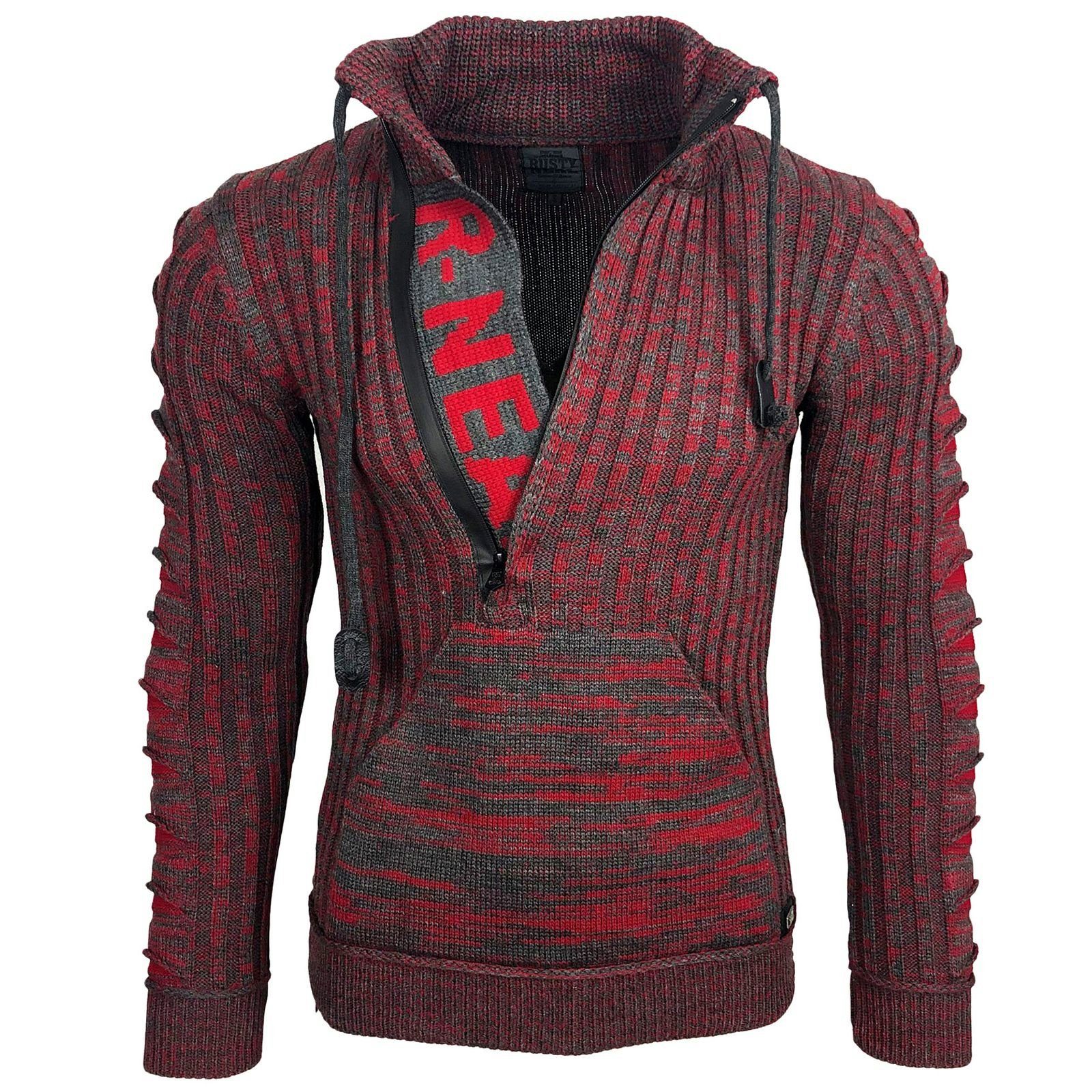 Rusty Neal Rundhalspullover mit tiefer Reißverschlussleiste