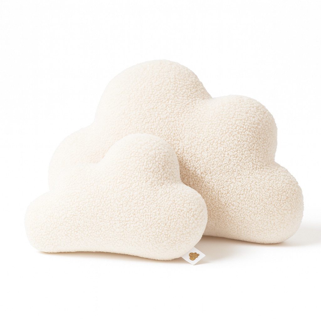 BABEES Dekokissen DEKOKISSEN Boucle Kuschelkissen Herz Wolke GROß 40x25, XXL 60x35 cm, Wolkenkissen Deko Kissen Geschenk Baby Kinderzimmer Babyshower