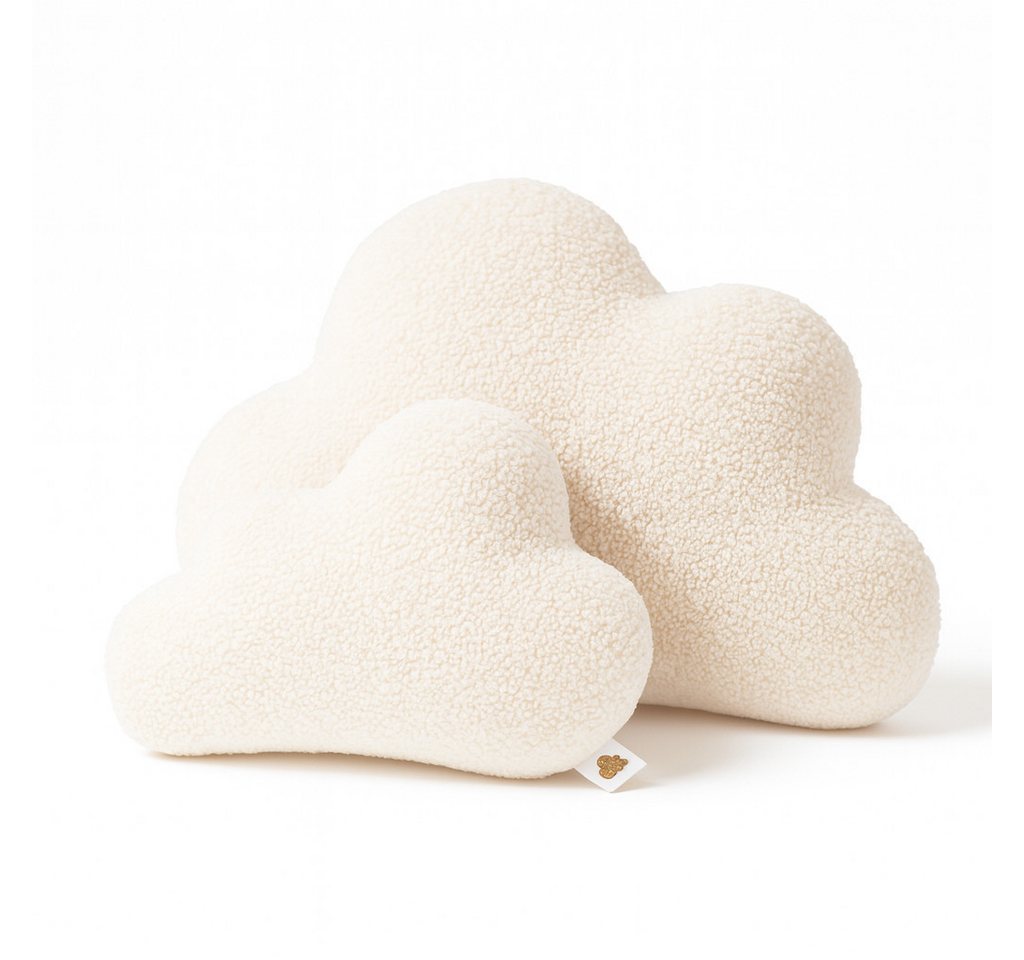 BABEES Dekokissen DEKOKISSEN Boucle Kuschelkissen Herz Wolke GROß 40x25, XXL 60x35 cm, Wolkenkissen Deko Kissen Geschenk Baby Kinderzimmer Babyshower