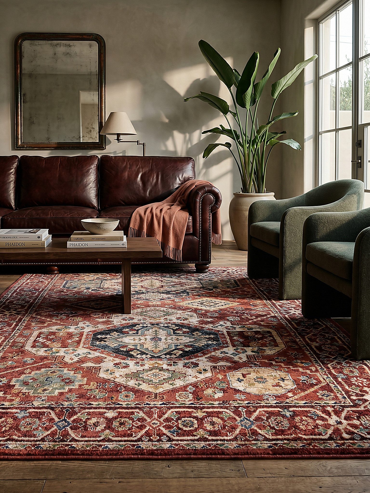 KADIMA DESIGN Teppich GLAZERT Schlafzimmerteppich 80x150 Rot Kurzflor orientalisch, Läufer, Höhe: 16 mm, 100% Polypropylen, 2400 g/m², 12 mm, pflegeleicht, FBH-geeignet