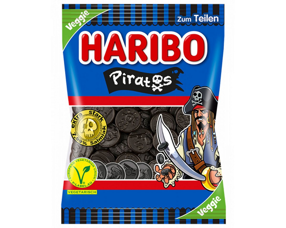 HARIBO Süßigkeit, Haribo Piratos veggie Lakritztaler ohne künstliche Farbstoffe 175g