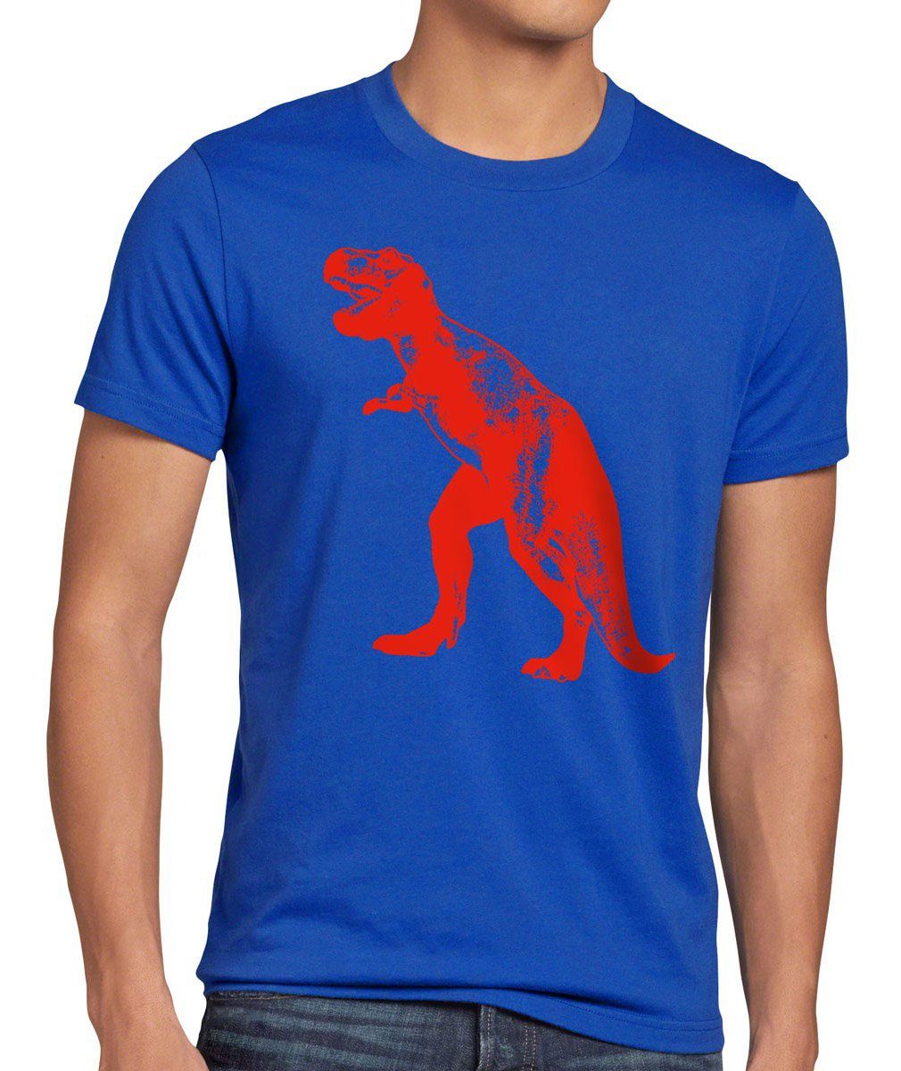 style3 Print-Shirt Herren T-Shirt Dinosaurier Rex Sheldon Cooper Evolution big bang Dino Theory blau