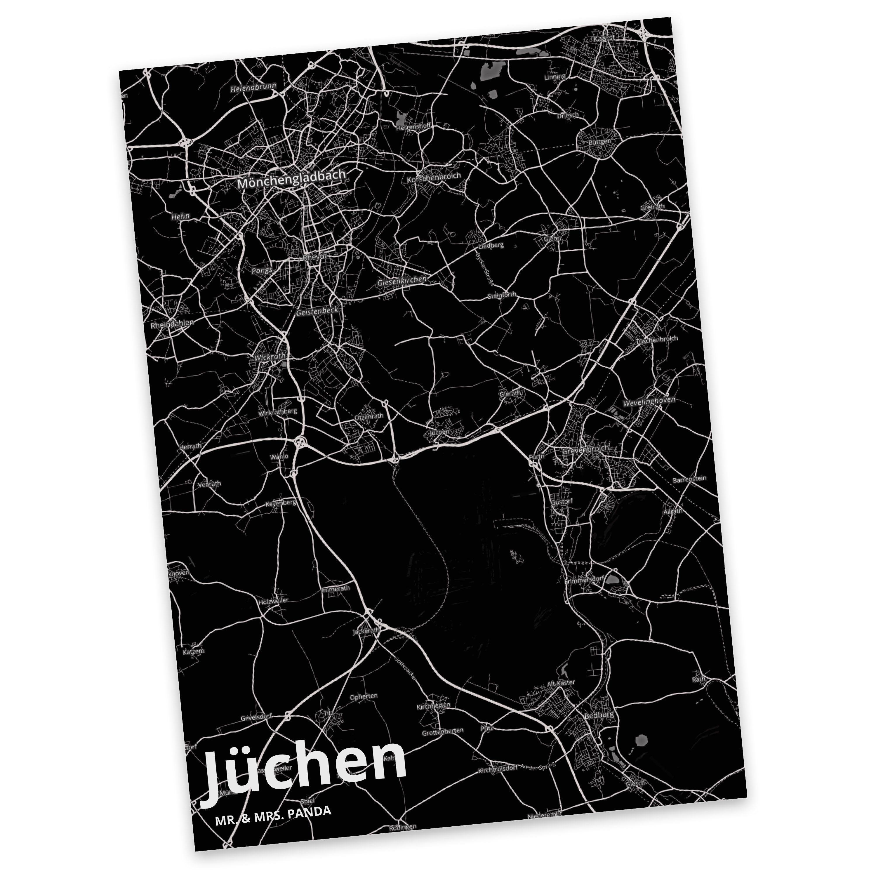 Mr. & Mrs. Panda Postkarte Jüchen - Geschenk, Stadt Dorf Karte Landkarte Map Stadtplan, Geschenk