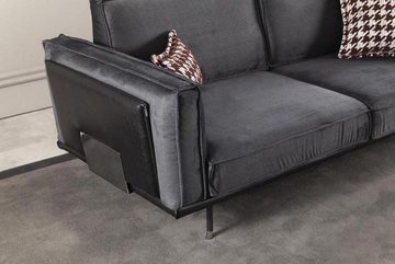 JVmoebel Wohnzimmer-Set Italienische Möbel Sofagarnitur Graue Couch Sofa Sitzpolster 3tlg., (3-St., 1x 4-Sitzer + 1x 3-Sitzer + 1x 1-Sitzer), Made in Europa