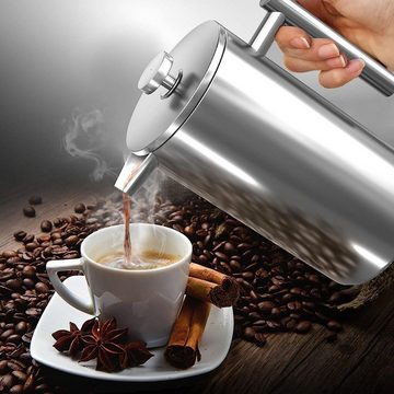 yozhiqu French Press Kanne French-Press-Kaffeemaschine, handgebrühte Kaffeekanne, 0.35l Kaffeekanne, Edelstahl 304, doppelschichtig, kann Kaffee und Tee zubereiten