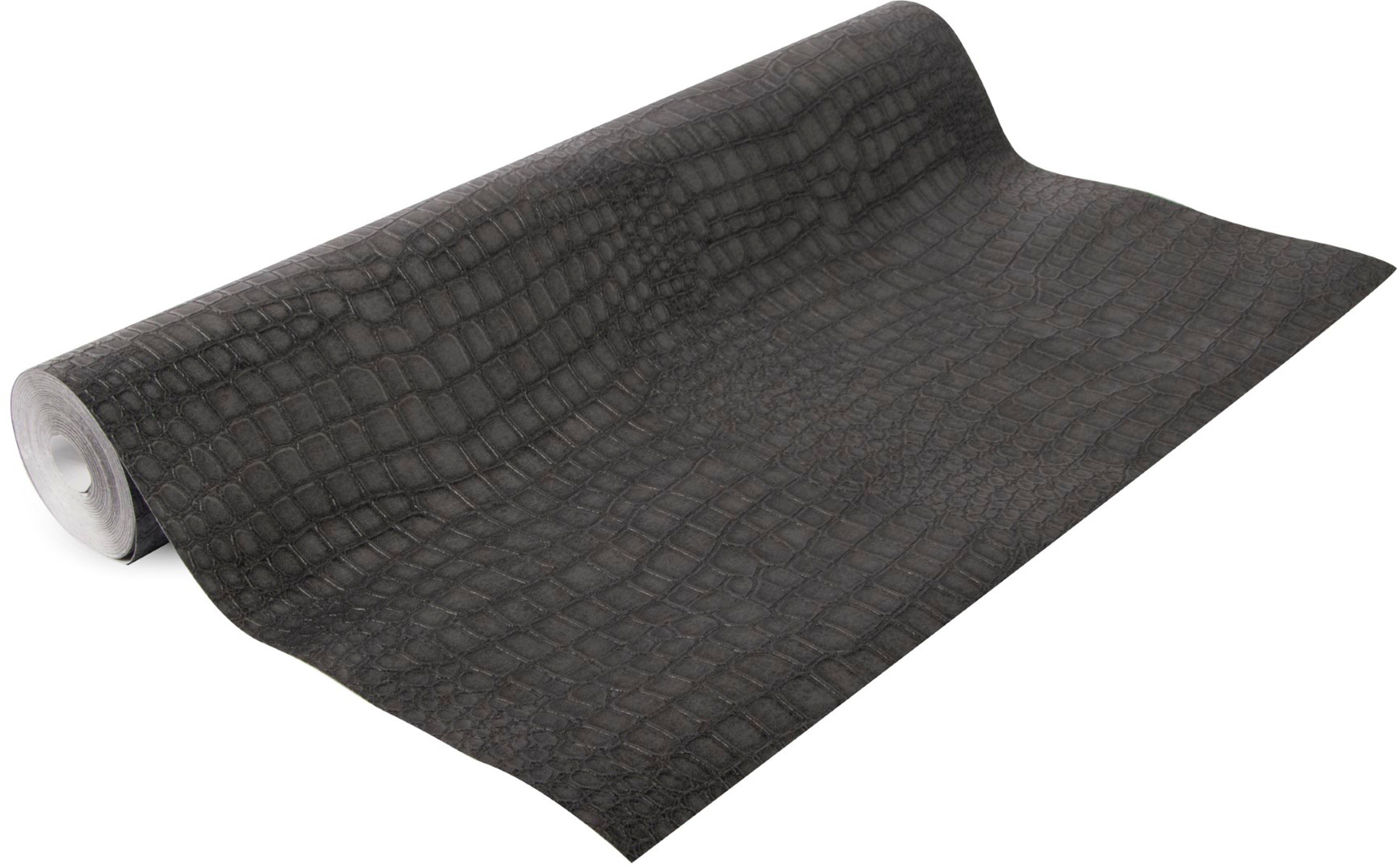 Superfresco Easy Vliestapete Krokodil, geprägt, animal print, (1 St), Schwarz - 10m x 52cm