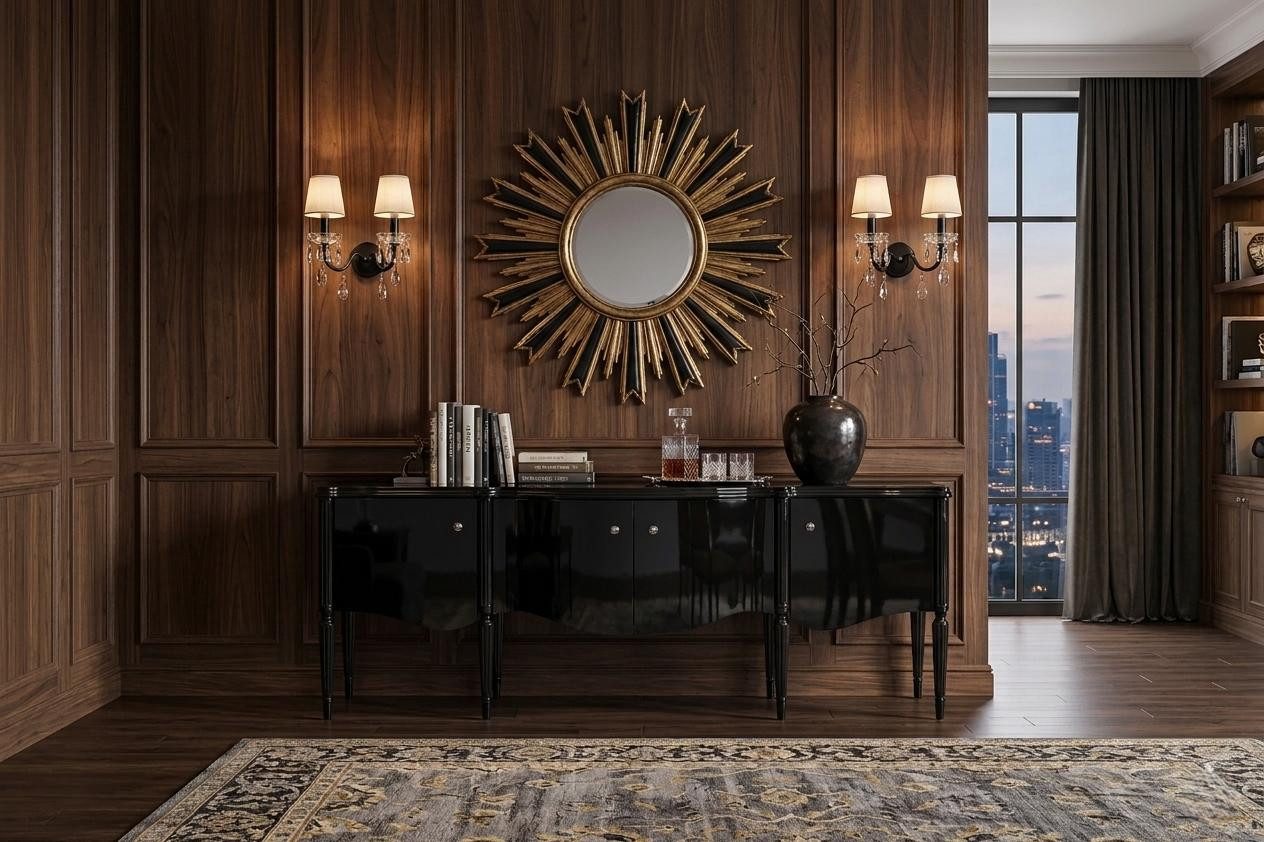 JVmoebel Sideboard Sideboard Elegantes Design Schwarz Hochglanz Geschwungene Form Modern, Made in Europa