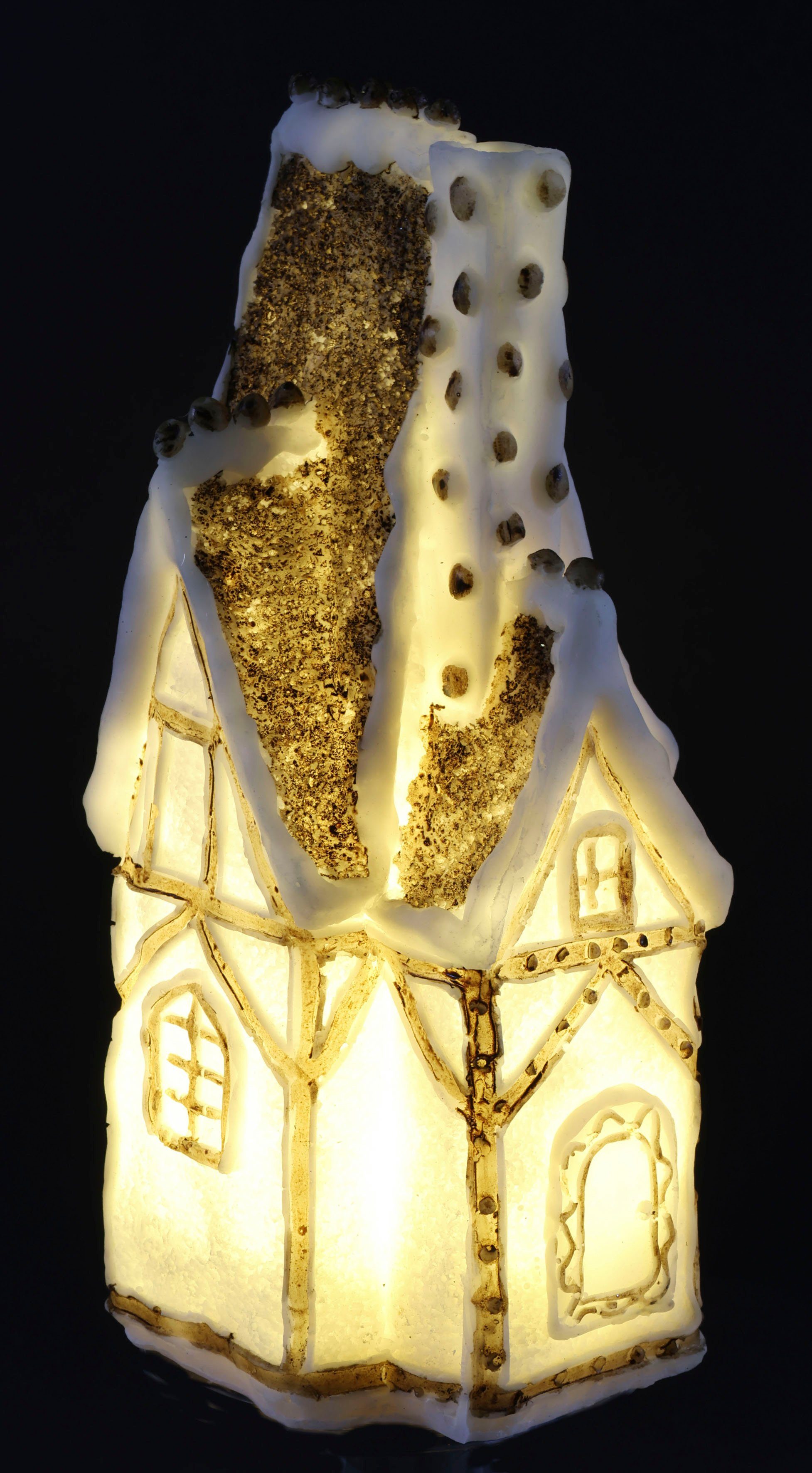 I.GE.A. LED Dekofigur Haus, LED fest integriert, Warmweiß, Weihnachtsdeko aus Polyresin, Höhe ca. 24 cm | Leuchtfiguren