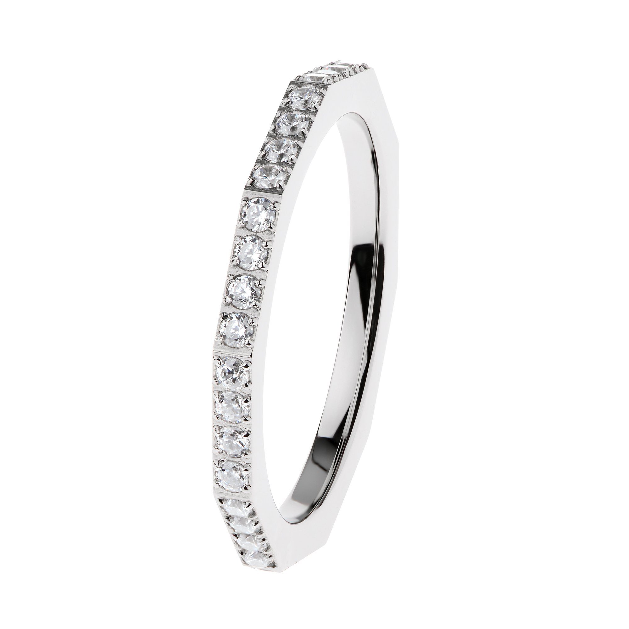 Ernstes Design Fingerring Edelstahl Ring Evia mit Zirkonia R593