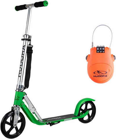 Hudora Cityroller BigWheel® 205, Scooter inklusive Kabelschloss, höhenverstellbar & zusammenklappbar