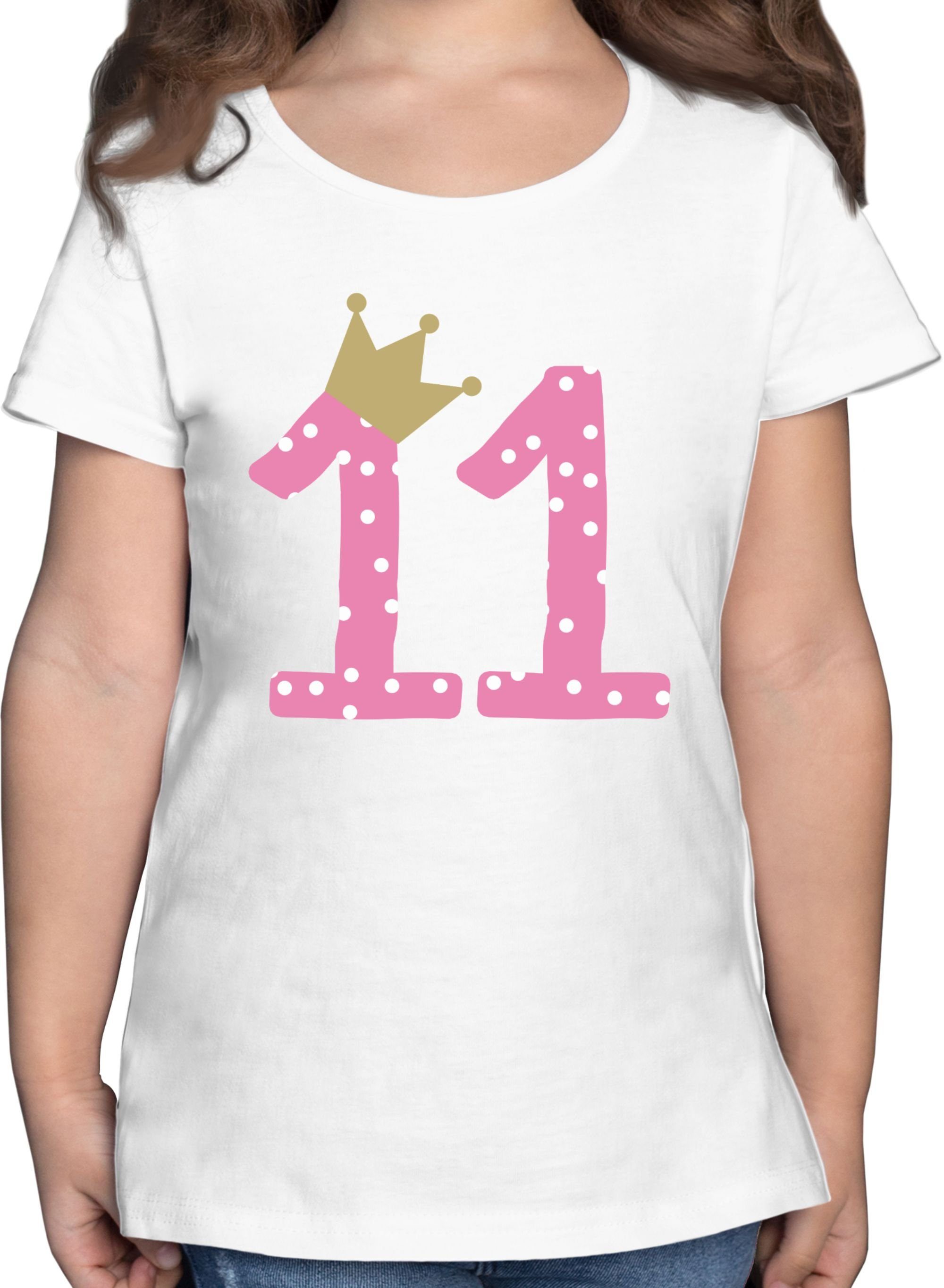Shirtracer T-Shirt Elf Krone Mädchen Elfter - 11. Geburtstag - Mädchen Kinder T-Shirt geschenke für elfjährige mädchen 3 Weiß