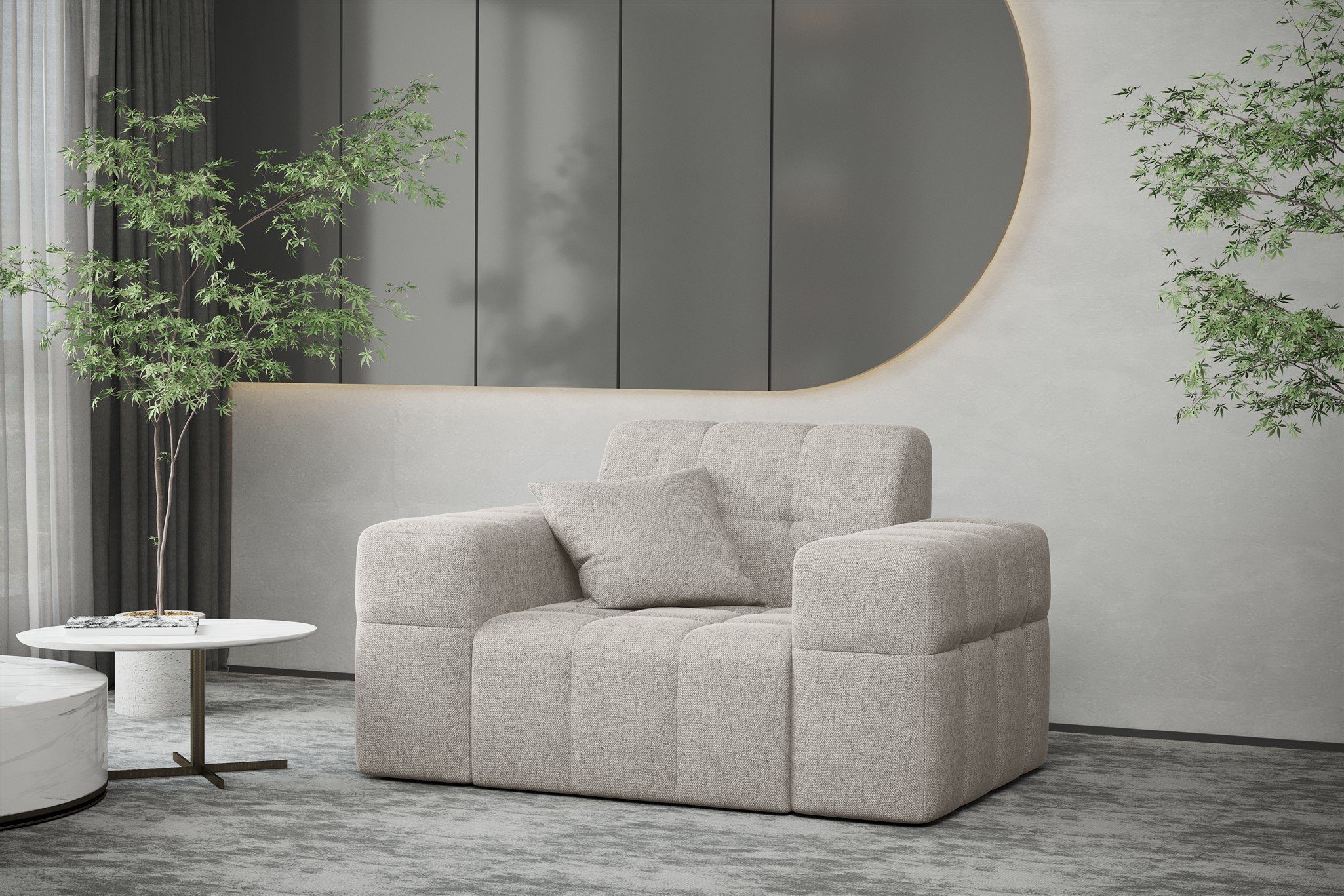 Fun Möbel Polstergarnitur Sofaset Designersofa NANCY 3-2-1 in Stoff Neve, (Set, 3-tlg., inkl. 5 Zierkissen), Rundumbezug