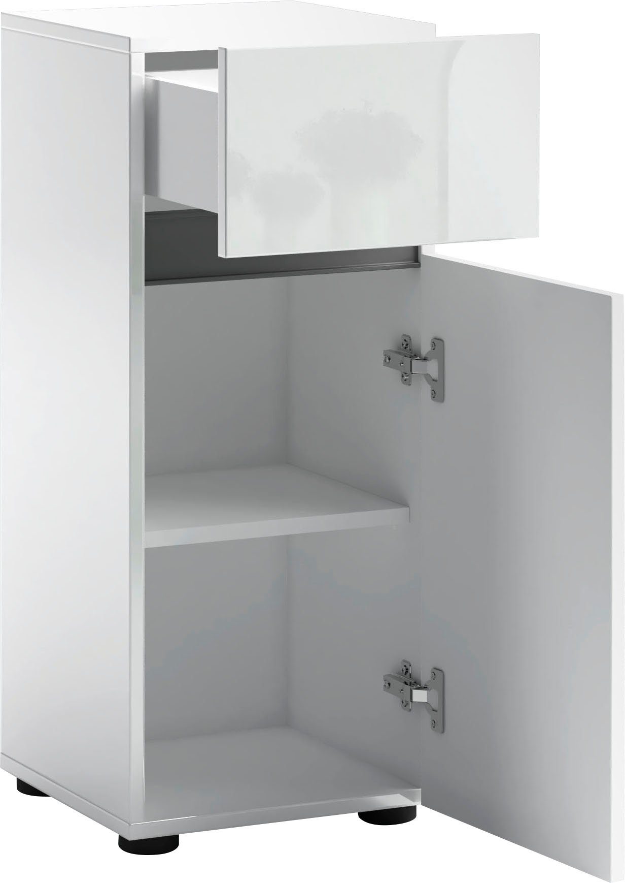 welltime Stauraumschrank MISTER, Bad-Schrank, Breite 34 cm, 1 Tür, 1 Schublade, 2 Fächer Hochglanz lackiert, Soft-Close Funktion, Made in Italy – Bild 4 von 5