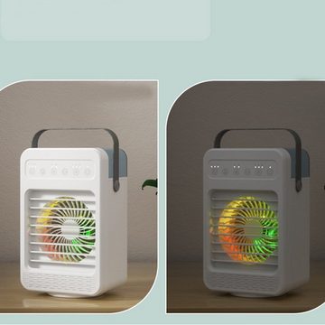 autolock Deckenventilator Tragbare Ventilator Luftkühler mit 4 Windmodi 600ml Wassertank, 7 Farben Licht 2 Sprühfunktion Mobile USB Ventilator
