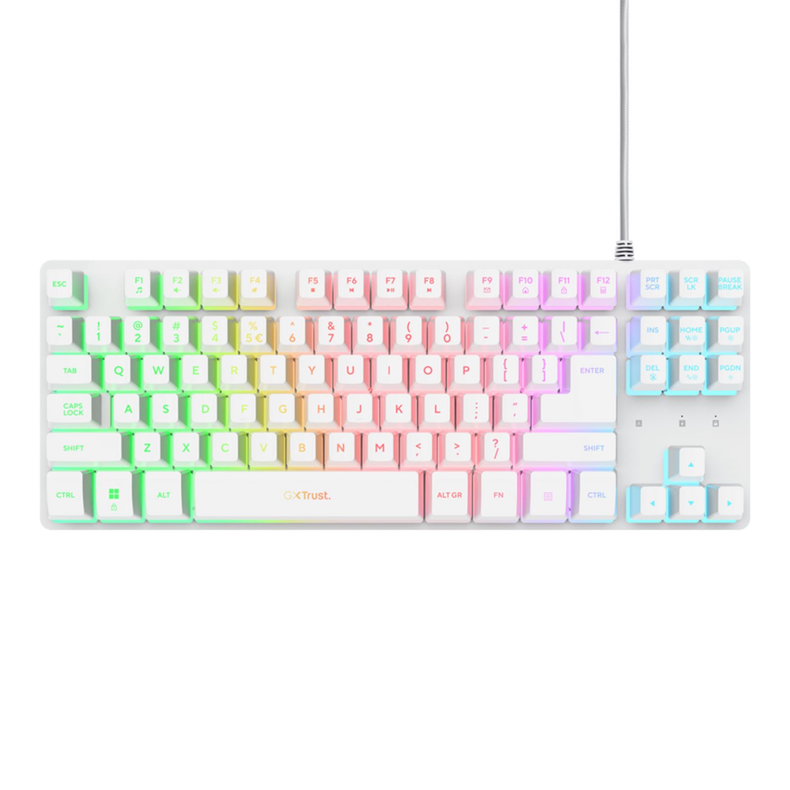 Trust GXT 833PS Thado TKL Tastatur (Gaming, USB Membran Switch, QWERTY, Tenkeyless, LED, Weiß)