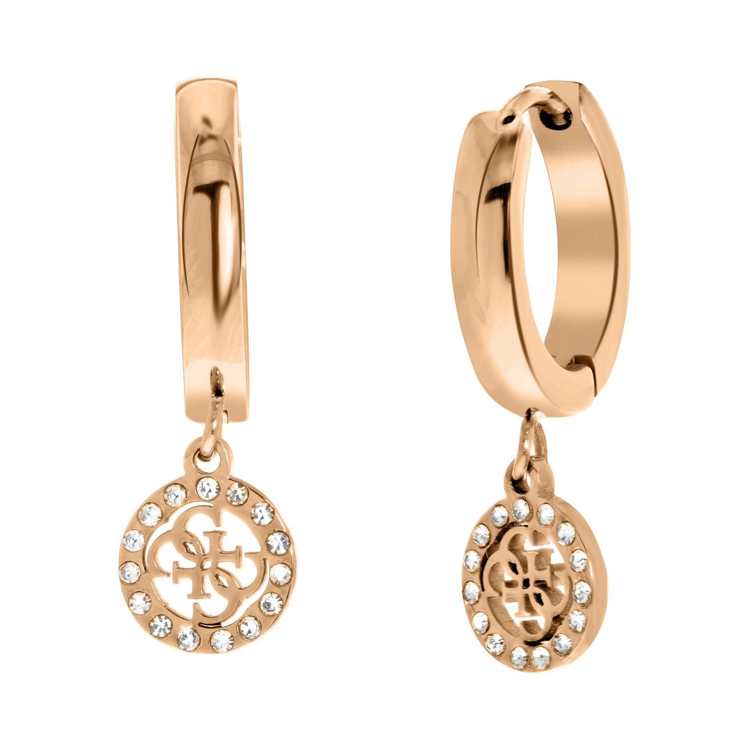 Guess Paar Ohrhänger Ohrring - Stahl - Rose - Kristall - Damen