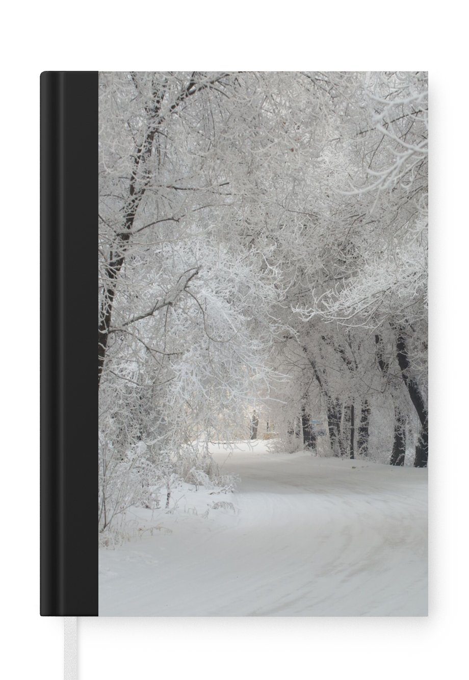 Tagebuch, MuchoWow Bäume Merkzettel, A5, Notizbuch Schnee Journal, Seiten, - Notizheft, Winter, 98 Haushaltsbuch -