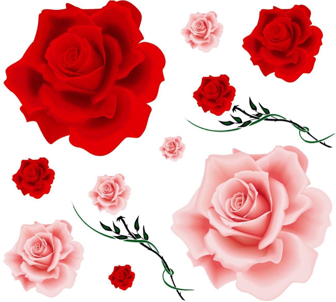 Hermann Schütz Aufkleber Aufkleber Rosenblüten-Set 300 x 300 mm rot/rosa