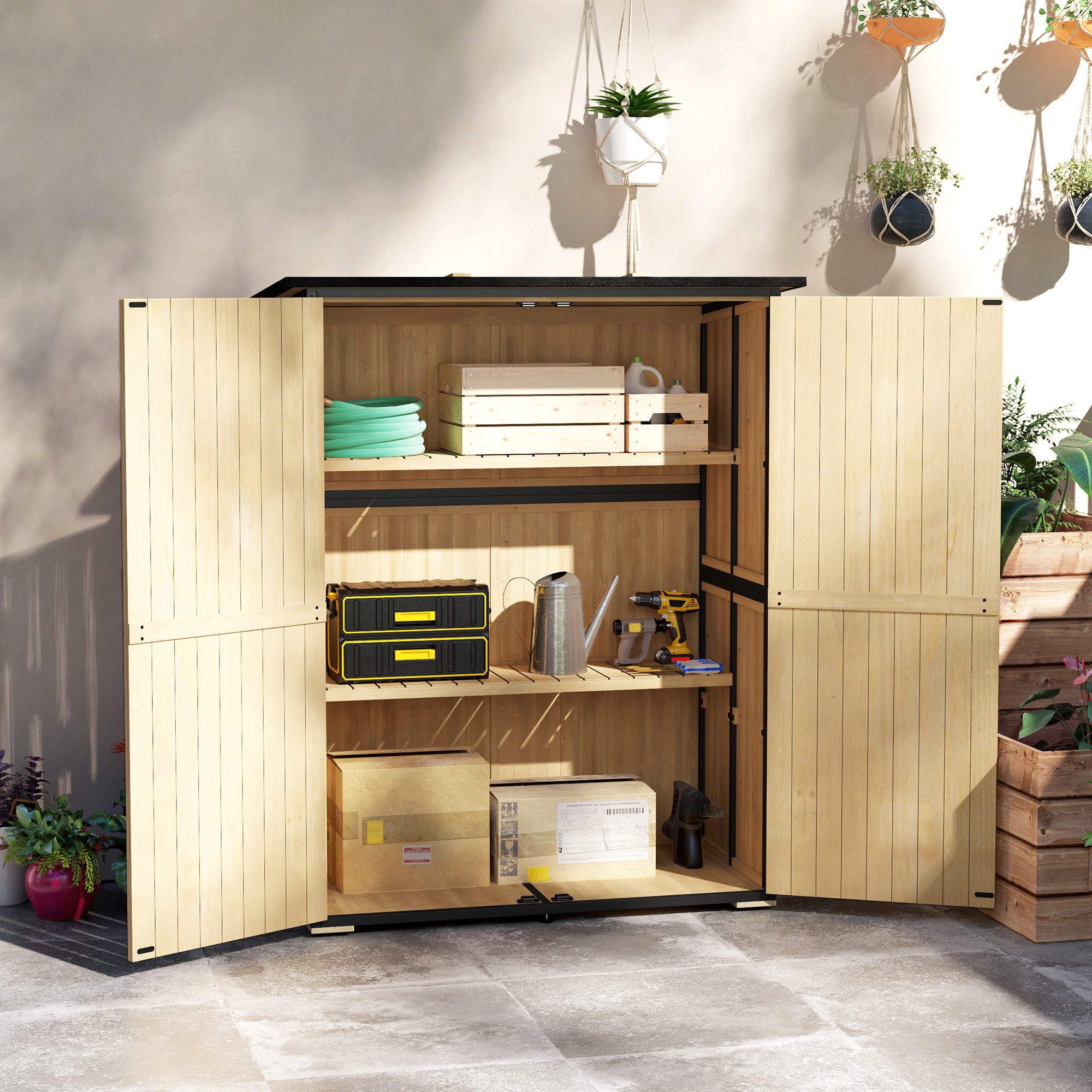 Outsunny Gerätehaus aus Holz, wetterfest, mit günstig online kaufen