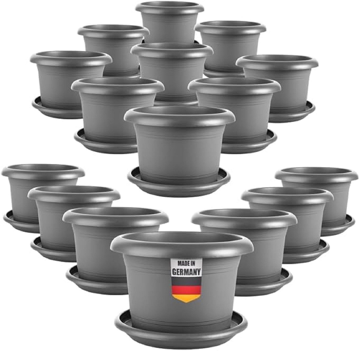 SUSTANIA Blumentopf Eleganter Pflanzkübel mit Untersetzern (16er Set 40