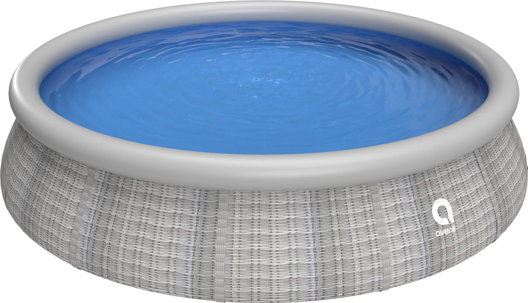 Avenli Quick-Up Pool Prompt Set Pool 396 x 84 cm Rattan Optik (Aufstellpool mit aufblasbarem Ring), Swimmingpool auch als Ersatzpool geeignet