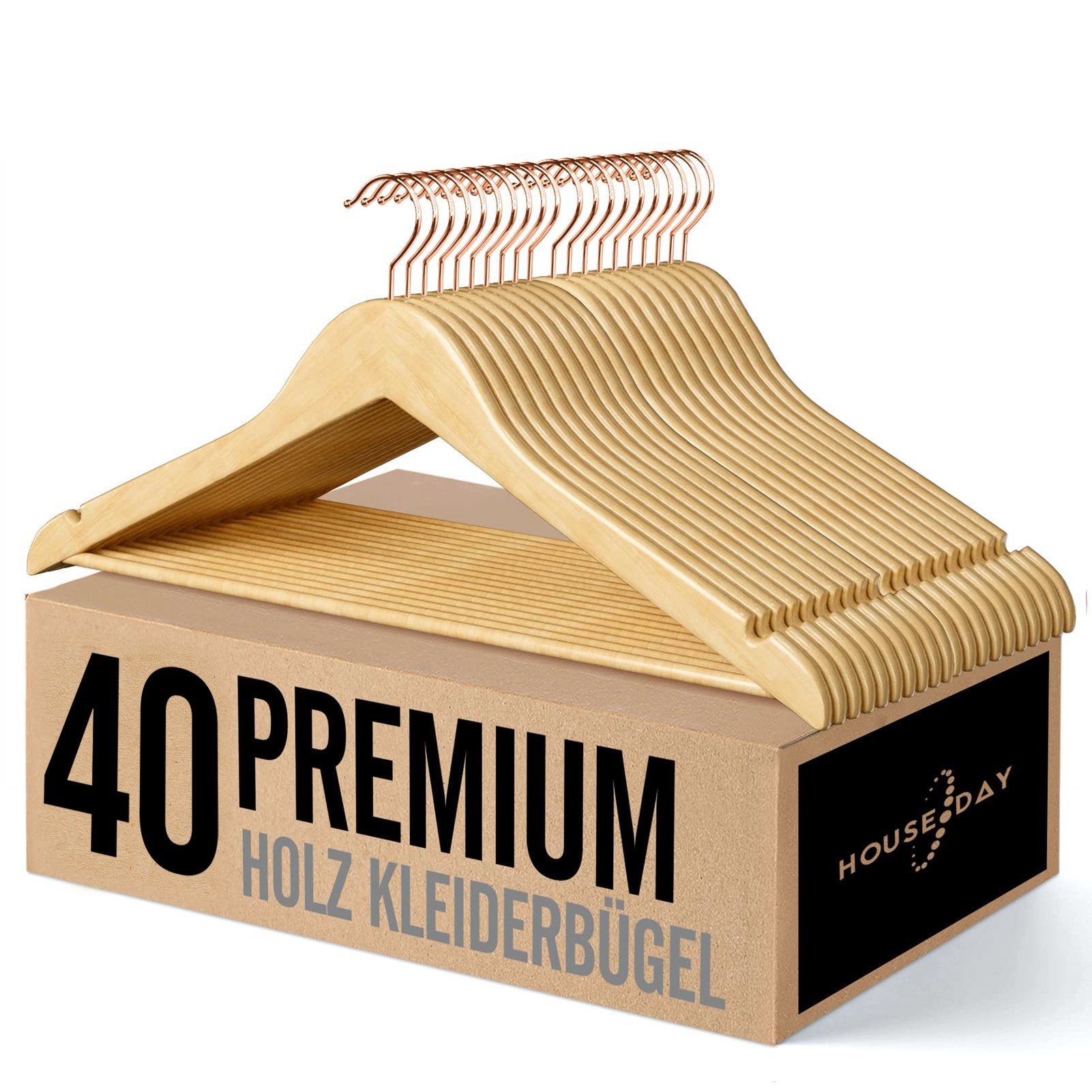House Day Kleiderbügel Holz für Anzüge, rutschfest, (40-tlg), Kleiderbügel günstig online kaufen