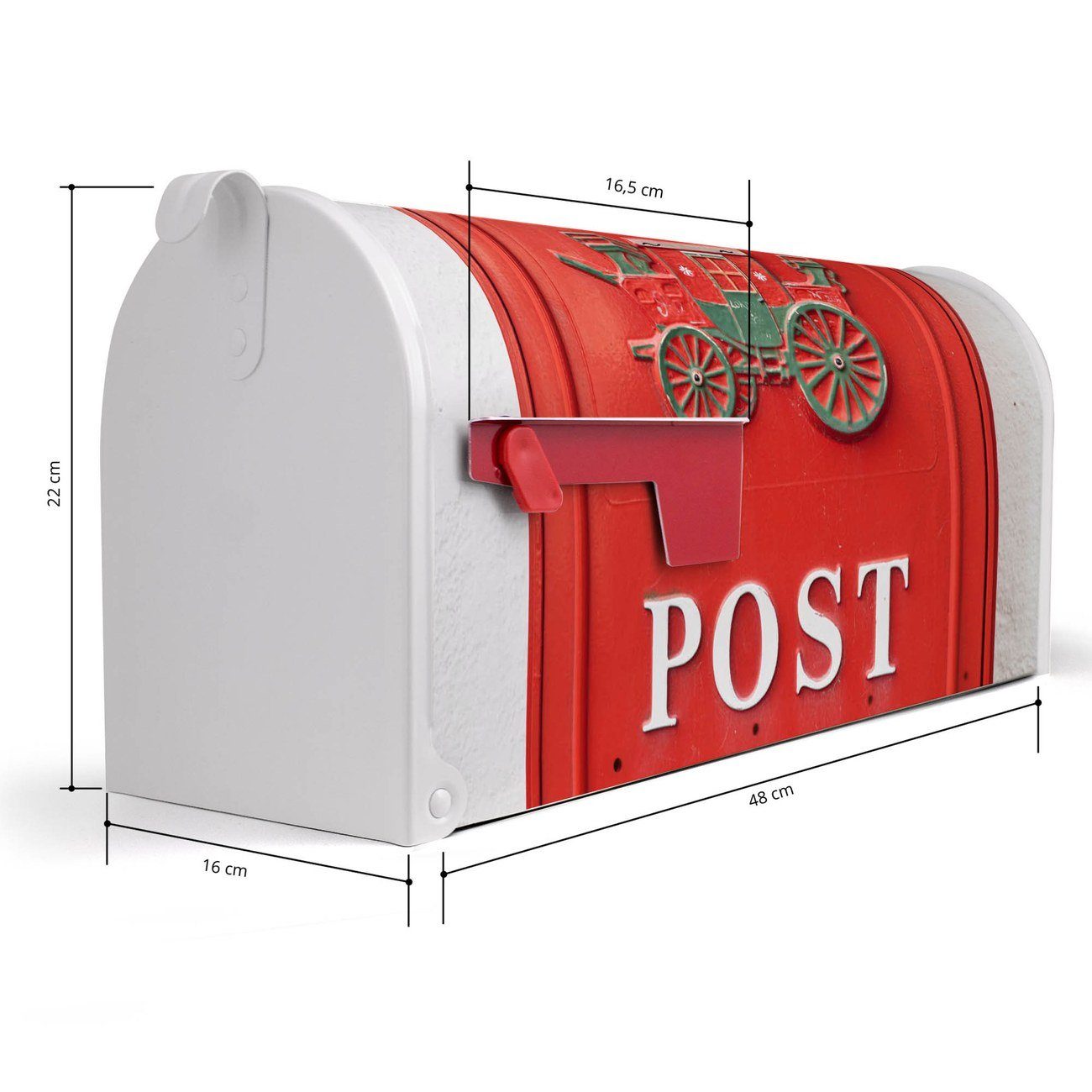 USA), cm (Amerikanischer 22 Mailbox original Mississippi banjado weiß Briefkasten, Amerikanischer Postkasten x aus 51 Briefkasten Nostalgie x 17
