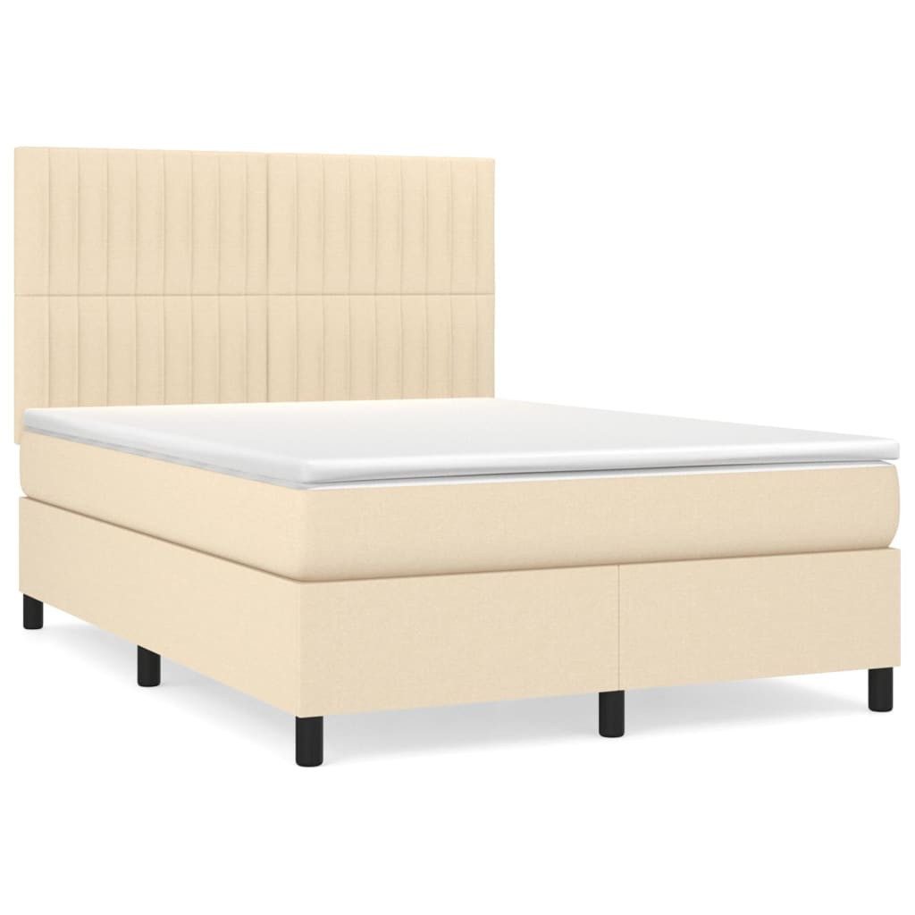 vidaXL Bett Boxspringbett mit Matratze Creme günstig online kaufen