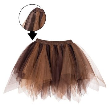 Boland Kostüm Kurzer Tüllrock braun, Dreilagiger Petticoat für Steampunk oder erdfarbene Feen