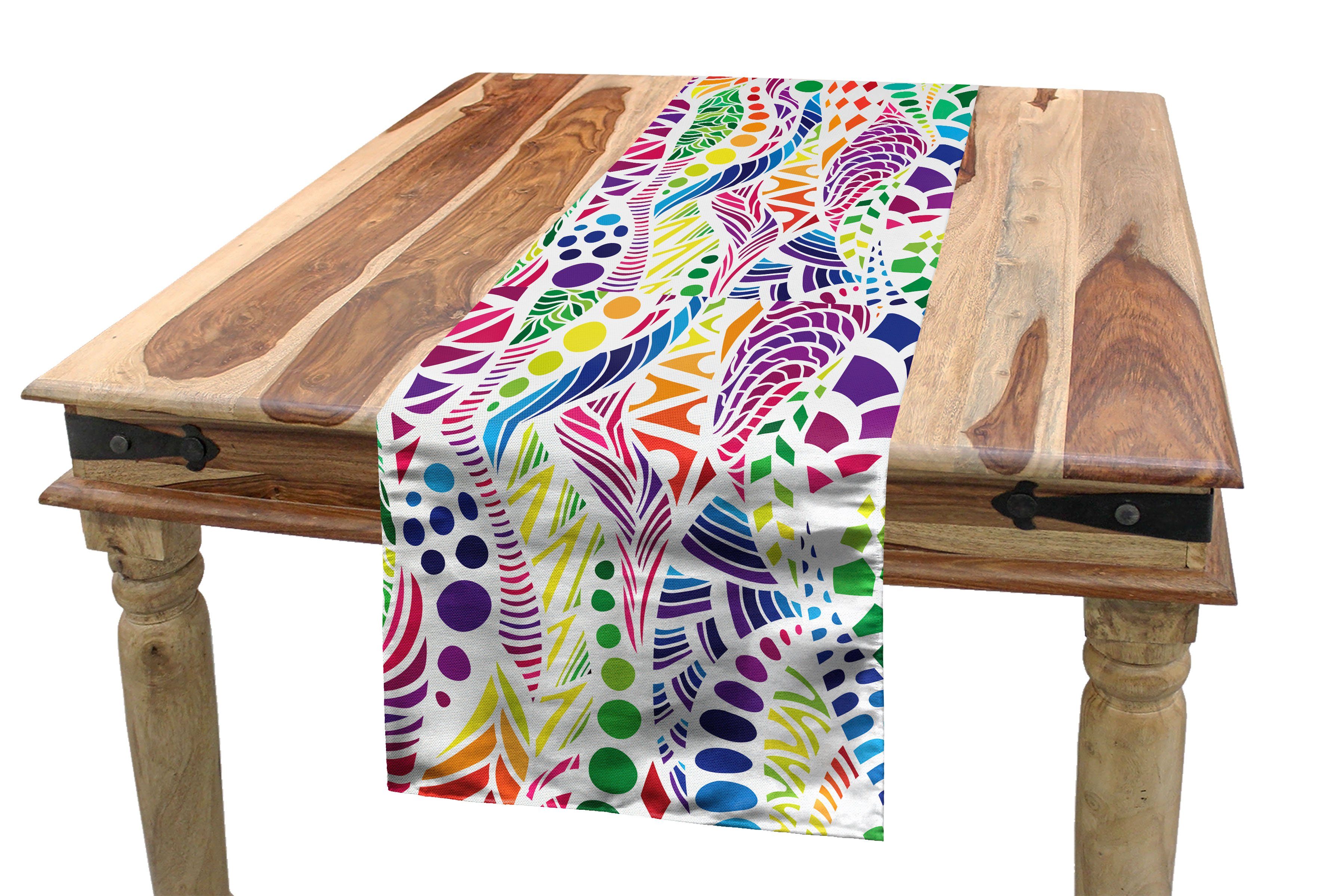 Abakuhaus Tischläufer Esszimmer Küche Rechteckiger Dekorativer Tischläufer, Geometrisch Vivid Mosaic