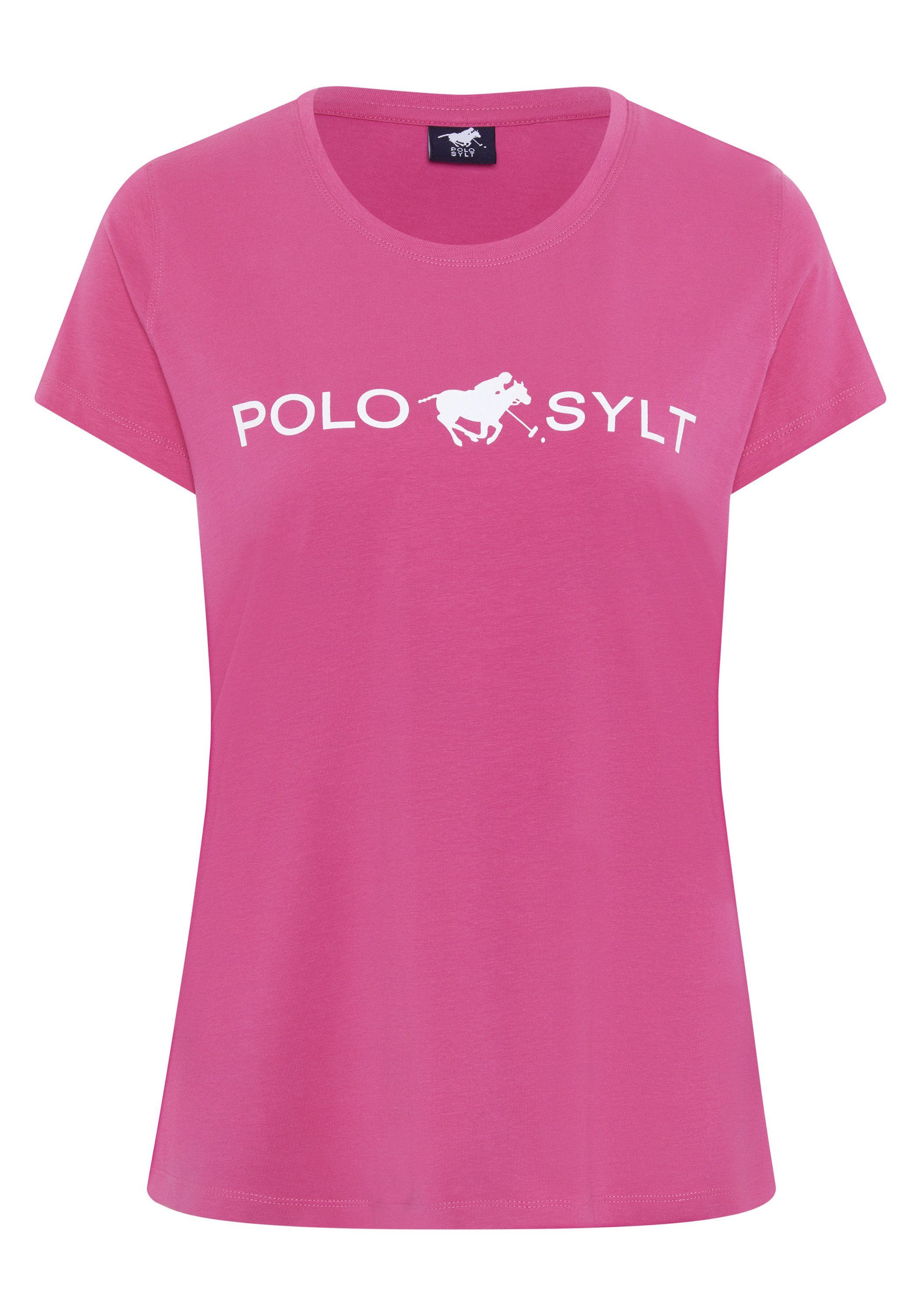 Polo Sylt Langarmshirt mit Labelprint 17-2127 Shocking Pink