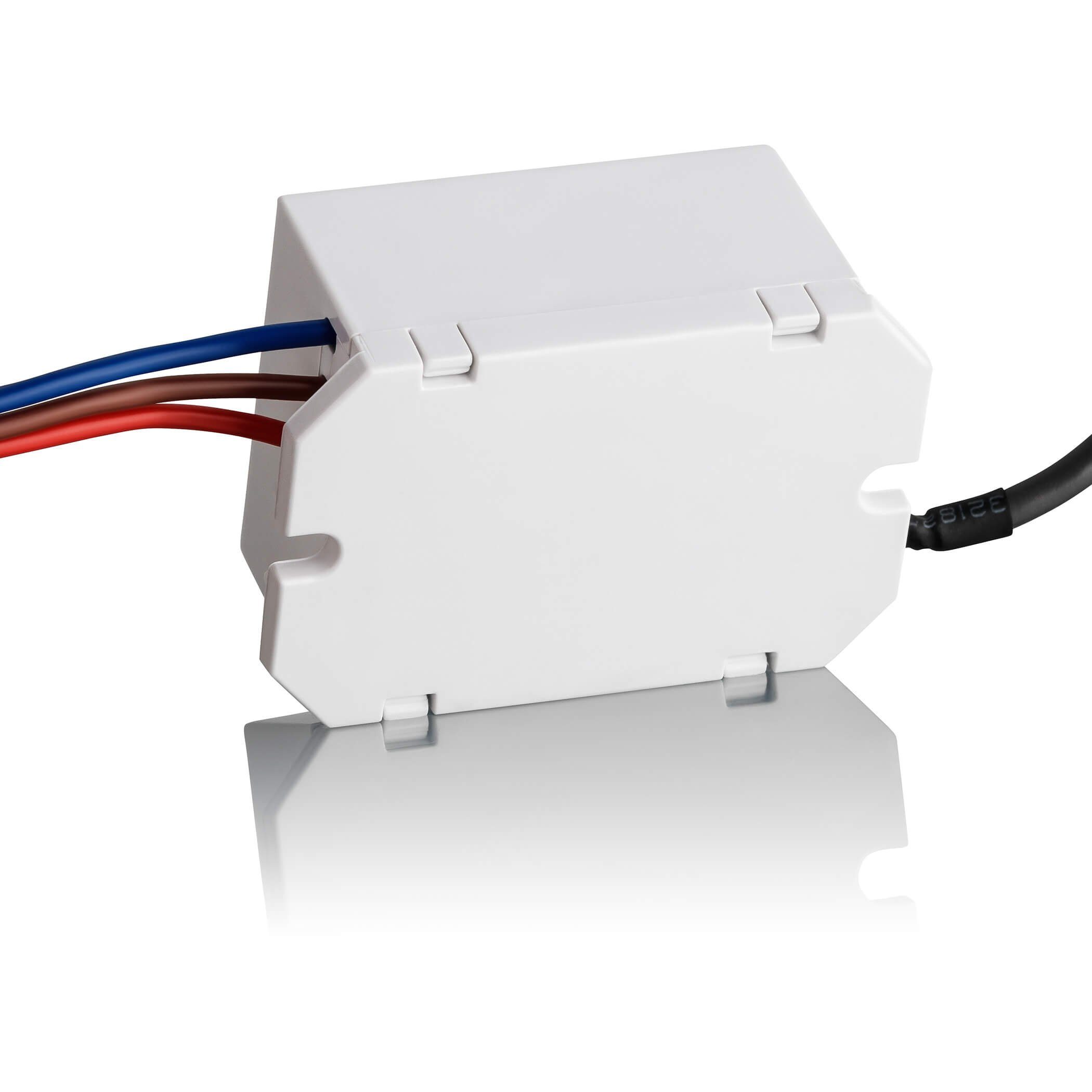 SEBSON Bewegungsmelder Mini Einbau Infrarot Sensor - Programmierbar, Reichweite 6m / 360°, (1-St), LED geeignet 200W, 3 Draht, Schalter 56x37x26mm, Sensor Ø18x25mm