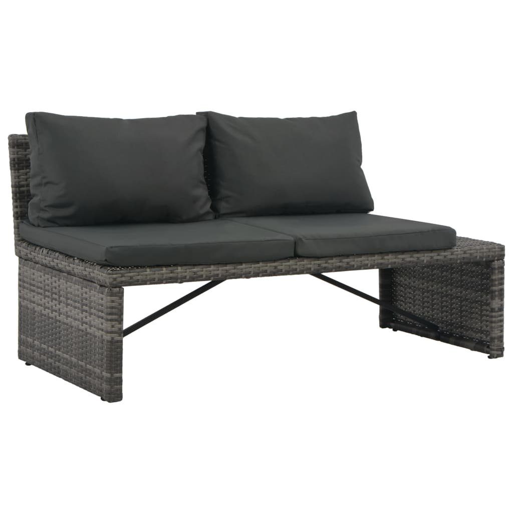 vidaXL Loungesofa 3-tlg. Garten-Lounge-Set mit Polstern Poly Rattan Grau