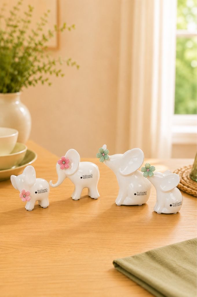 TIZIANO - DESIGN & EMOTIONS Dekofigur Deko Elefant Leon mit Blüten in verschiedenen Farben