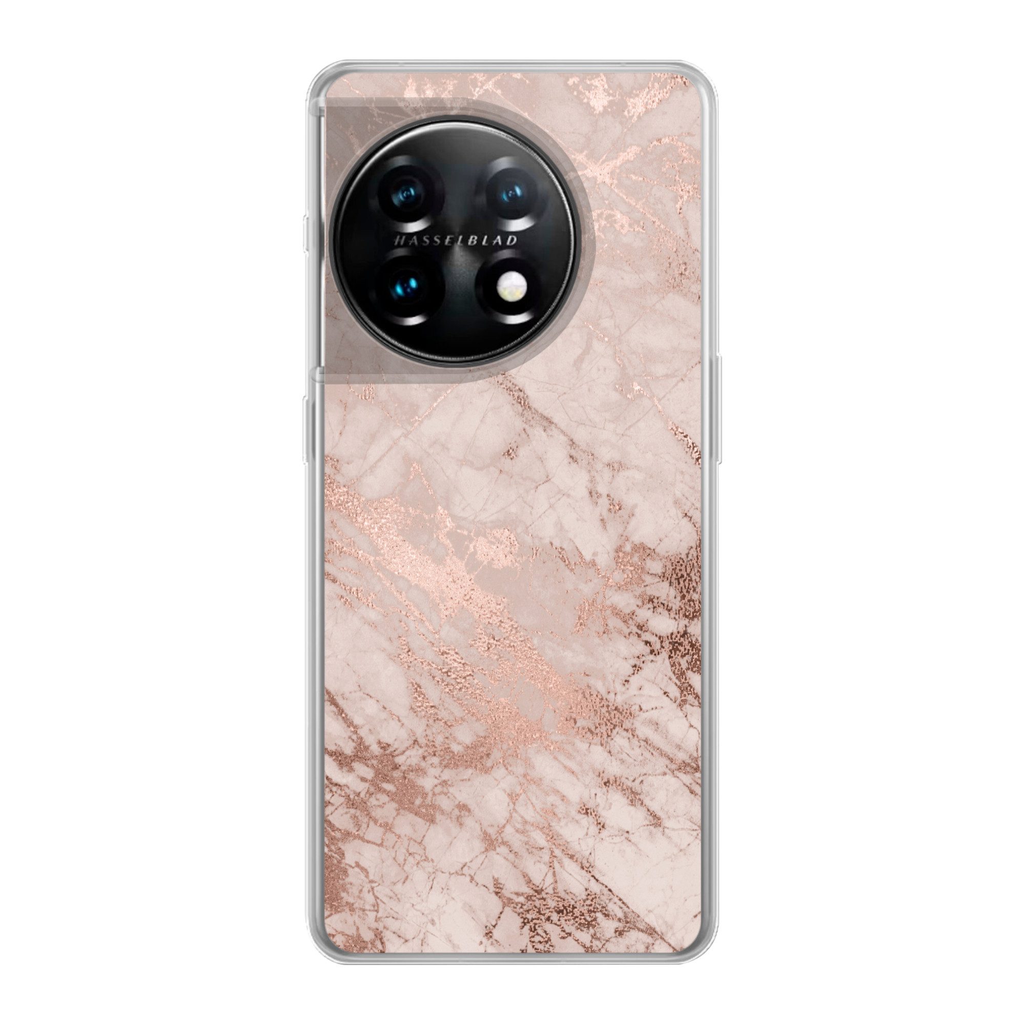 MuchoWow Handyhülle für OnePlus 11 Marmor - Rosa - Luxus - Marmoroptik - Glitzer - Design, Handy Case, Silikon, Bumper Case Dünn