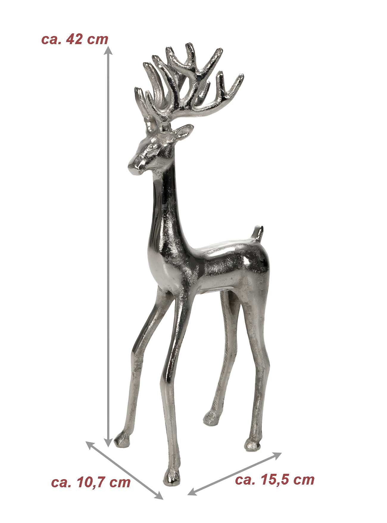 Bubble-Store Weihnachtsfigur Hirsch Figur, Silber Dekofigur Hirsch