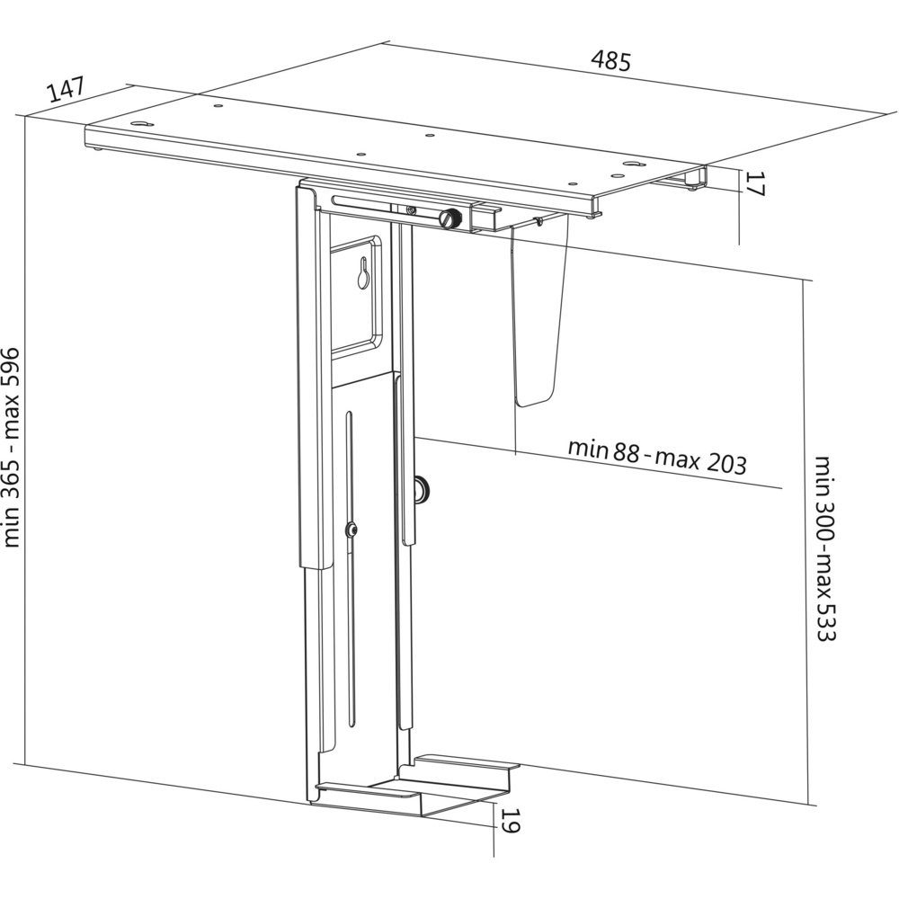 LogiLink Laptop-Ständer LogiLink PC Halterung Untertisch EO0004 Schwarz Belastbar bis=10 kg