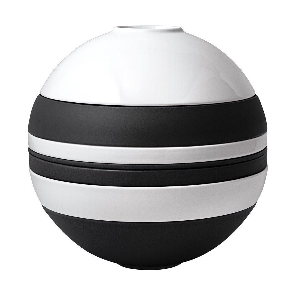 Villeroy & Boch Geschirr-Set Signature La Boule 7-tlg. Iconic Black & White, Premium Porcelain, 7-teiliges Kombiservice, Geschirrset, Tafelservice, für 2 Personen